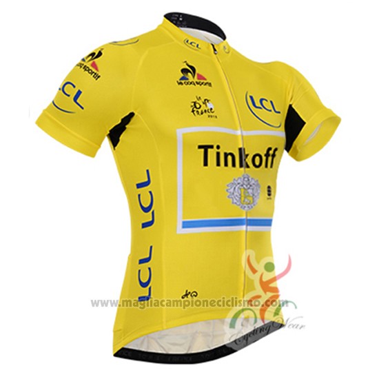 2016 Abbigliamento Ciclismo Tinkoff Lider Giallo e Nero Manica Corta e Salopette